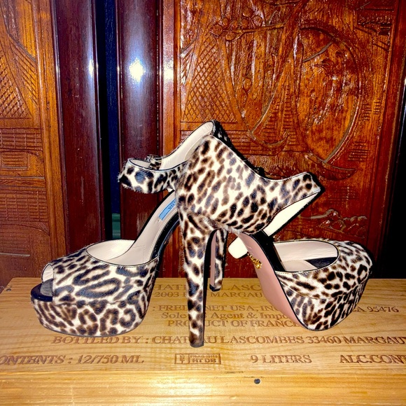 brand New PRADA Leopard-Print Calf Hair Mary Jane Sandal - Picture 2 of 7